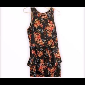 Floral ruffle cocktail pencil dress